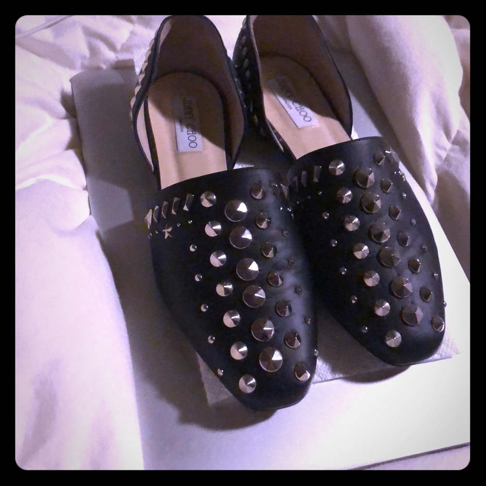 Jimmy choo globe flat,black  flats with punk studs